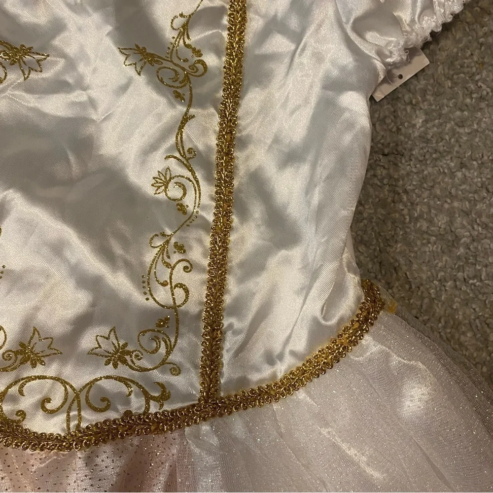 Disney Rapunzel Wedding Dress NEW Medium 8-10 White Gold Tulle Play Bride